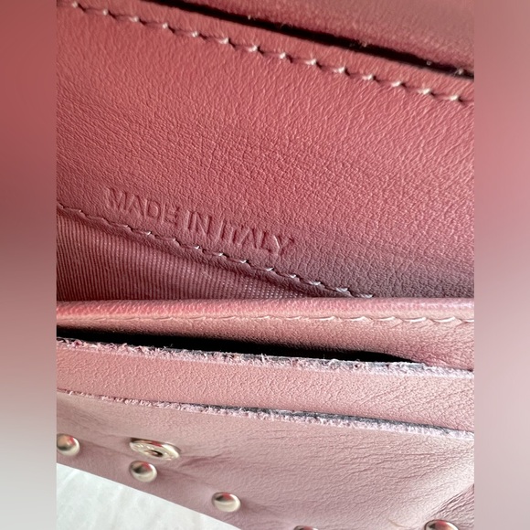 VALENTINO GARAVANI Rockstud Blush Bifold Snap Smooth Leather Compact Wallet - Picture 13 of 14